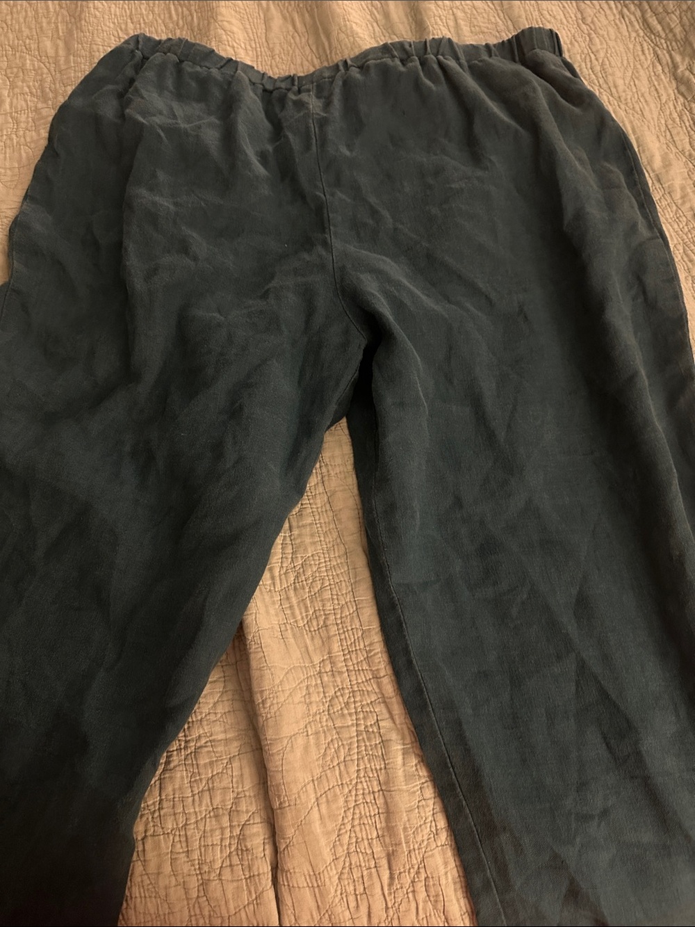 For Cynthia  Elastic-Waist Linen ruffle cropped pants